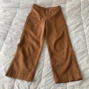Marine Layer Bridget Slim Wide Leg Crop Pant in Gold, size 4